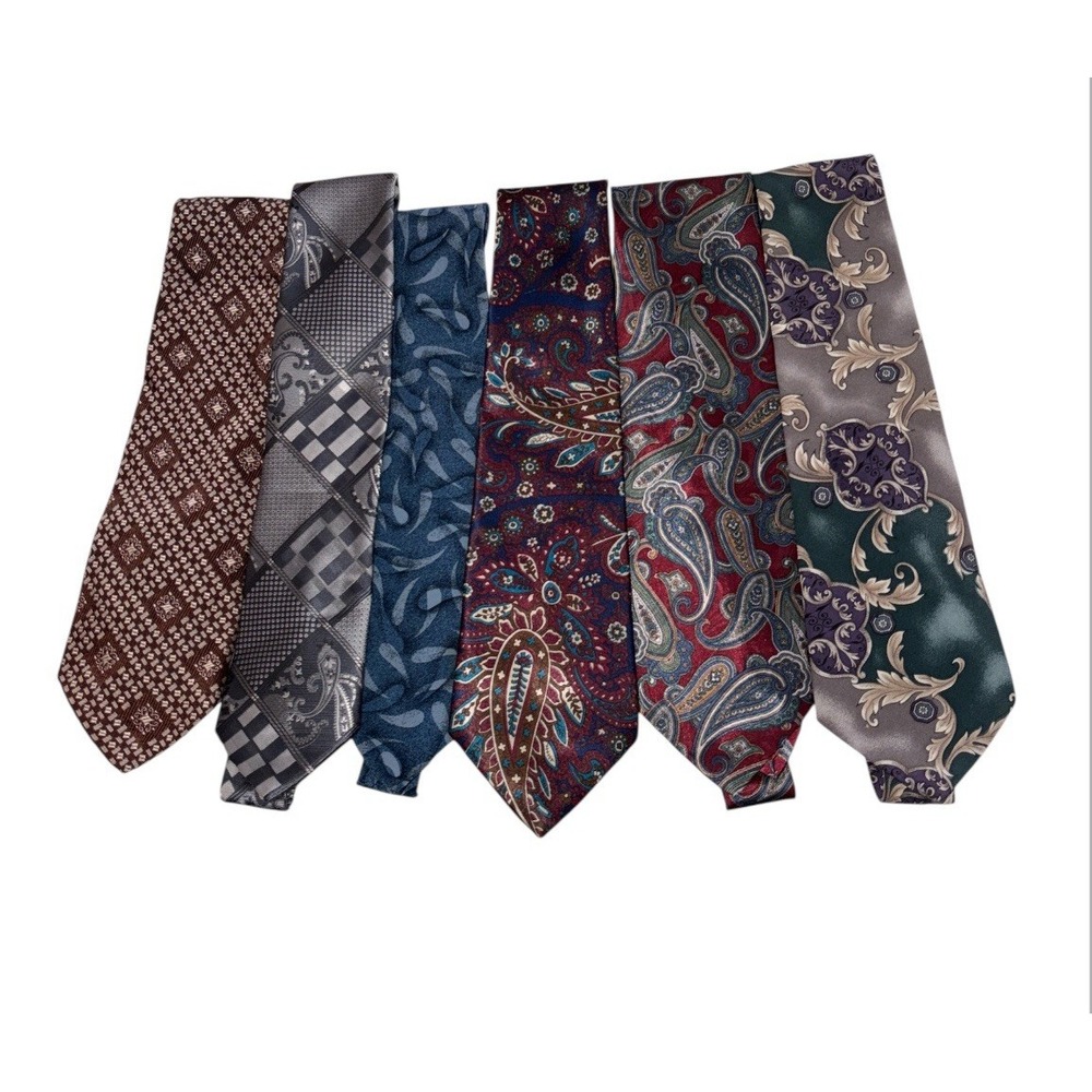 Vintage Neck Tie Lot Polyester Patterned Floral Paisley 60s 70s 80s Retro MCM